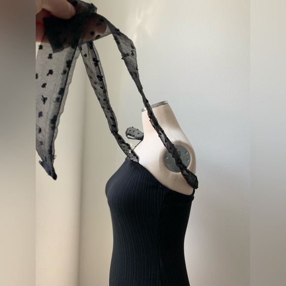 Swiss Dot Shoulder Tie Bodysuit - Picture 11 of 14